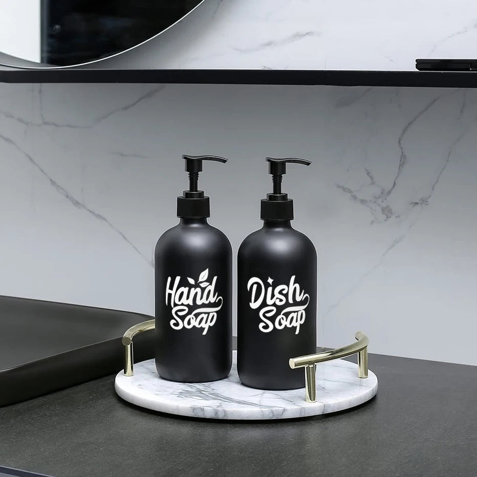 500ml Bathroom Matte Black Hand Soap Bottle Kitchen Soap Dispenser Dish Soap Bottle  Refillable  Bottle  Home Decoration