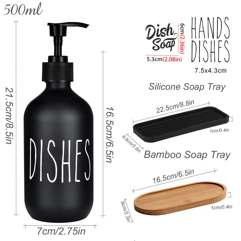 500ml Bathroom Matte Black Hand Soap Bottle Kitchen Soap Dispenser Dish Soap Bottle  Refillable  Bottle  Home Decoration